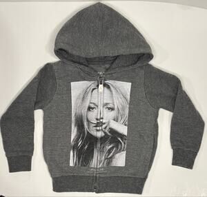 Little Eleven Paris Kate Moss Life Is a Joke Zip Hoodie Gray Kids Size 2 2T
